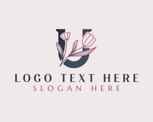 Cosmetics - Elegant Floral Beauty Letter U logo design