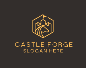 Turret Castle Horse logo design