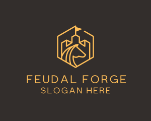 Feudal - Turret Castle Horse logo design