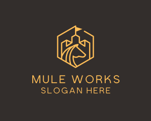 Mule - Turret Castle Horse logo design