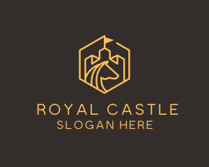 Castle - Turret Castle Horse logo design