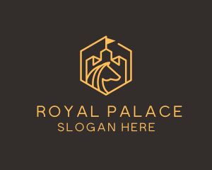 Palace - Turret Castle Horse logo design