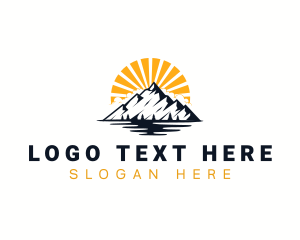 Sun - Mountain Hiking Travel logo design