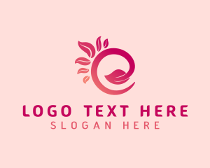 Vegan - Pink Leaf Letter E logo design