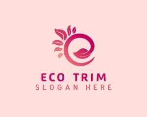 Pink Leaf Letter E logo design