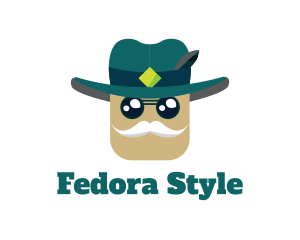 Fedora Mustache Man logo design