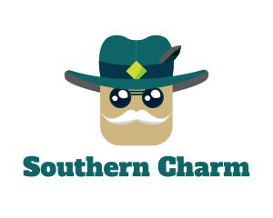 Southern - Fedora Mustache Man logo design