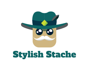 Mustache - Fedora Mustache Man logo design