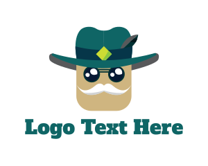 Cowboy - Fedora Mustache Man logo design