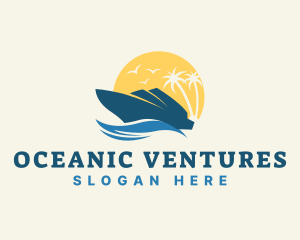 Ocean Waves Cruise Ship logo design