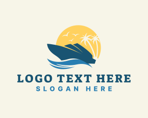 Island - Ocean Waves Cruise Ship logo design