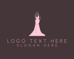 Beauty Queen - Pink Fashion Gown logo design