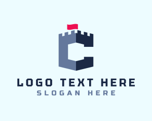 Game Clan - Tower Turret Letter C logo design