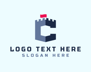 Video Game - Tower Turret Letter C logo design