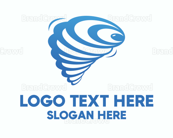 Blue Twister Hurricane Wind Logo