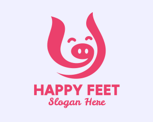 Pink Happy Pig  logo design