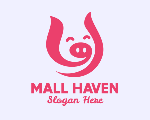 Pink Happy Pig  logo design