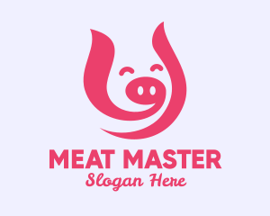 Pink Happy Pig  logo design