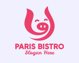 Pink Happy Pig  logo design