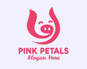 Pink Happy Pig  logo design