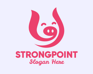 Toy Store - Pink Happy Pig logo design