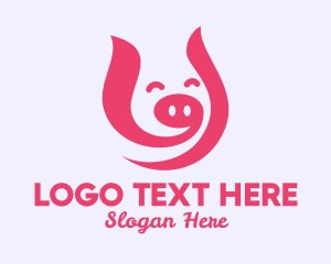 Meat - Pink Happy Pig logo design