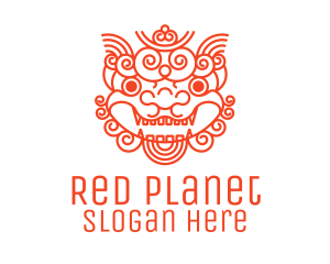 Red Chinese Shisa logo design