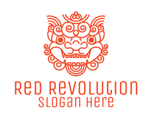 Red Chinese Shisa logo design