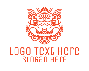 Asian - Red Chinese Shisa logo design