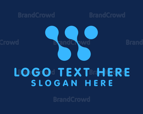 Blue Cyber Letter W Logo