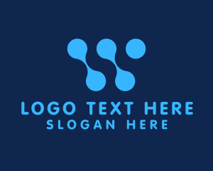 Blue Cyber Letter W Logo
