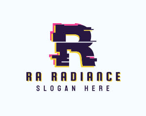 Game Glitch Letter R logo design