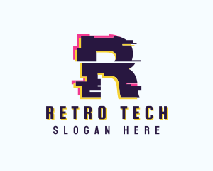 Game Glitch Letter R logo design