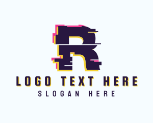 Internet - Game Glitch Letter R logo design