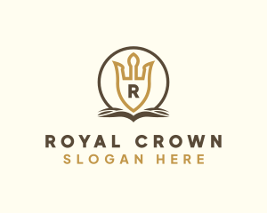 Coronation - Medieval Crown Shield logo design