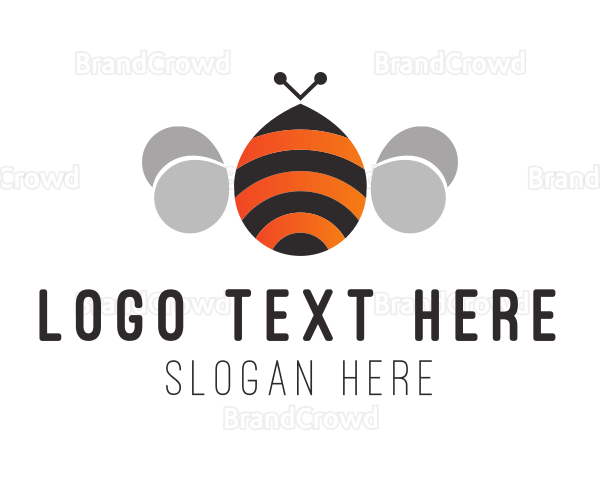 Round Bee Bumblebee Logo