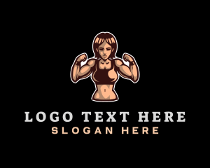 Boxing - Fighter Fitness Woman logo design