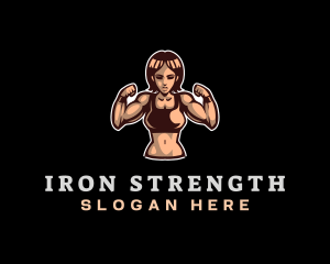 Powerlifting - Fighter Fitness Woman logo design