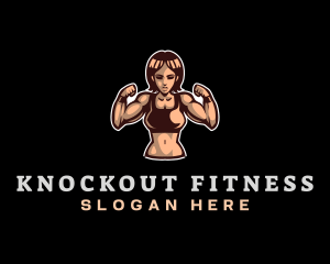 Boxing - Fighter Fitness Woman logo design