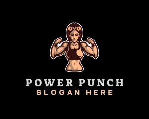 Boxing - Fighter Fitness Woman logo design