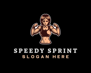 Sprint - Fighter Fitness Woman logo design