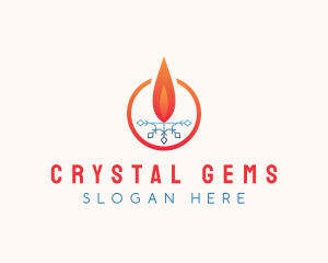 Flame Ice Snowflake logo design