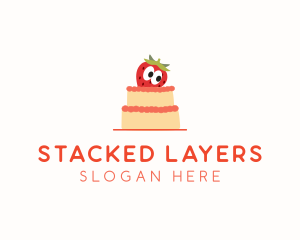 Strawberry Layered Cake logo design