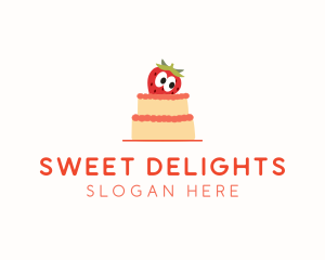 Strawberry Layered Cake logo design