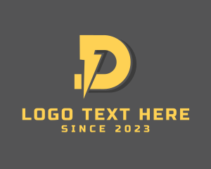Telecom - Bolt Power Letter D logo design