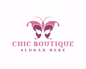 Chic - Beautiful Chic Face Butterfly Girl logo design