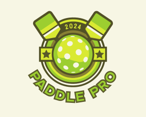 Green Pickleball Emblem logo design