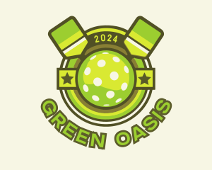 Green Pickleball Emblem logo design