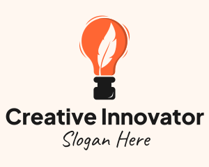 Inventor - Feather Quill Ink Bulb logo design