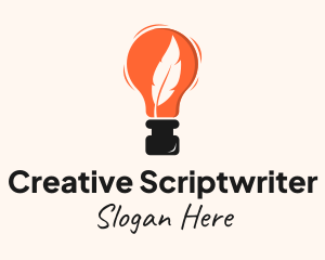 Scriptwriter - Feather Quill Ink Bulb logo design